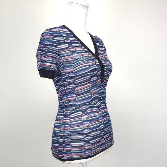 M MISSONI Multi Color Viscose Wool Blend Knit Shirt - Picture 2 of 11